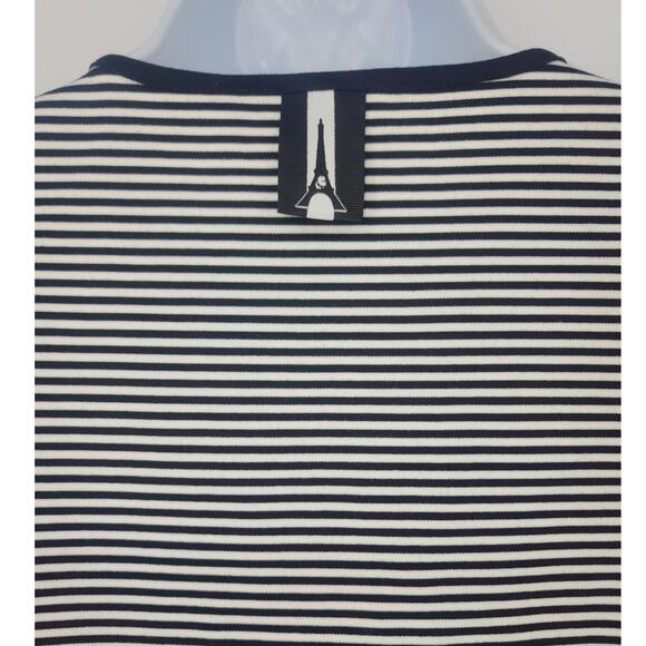 Karl Lagerfeld Paris Striped Knit Pleated Hem Dress Black White XS NWT - Picture 8 of 15
